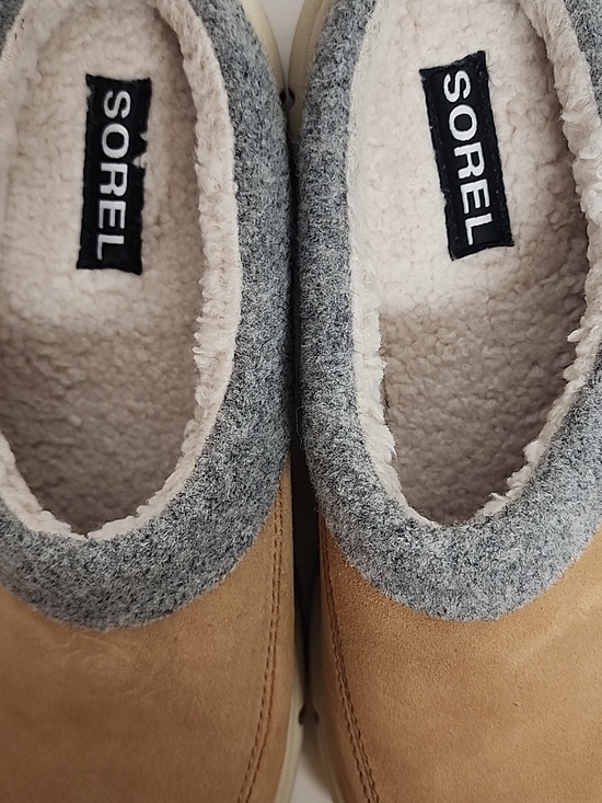 Sorel Men's Tan Suede Slip-On Loafers with Gray Collar Size10 Comfortable & cozy - Picture 3 of 8